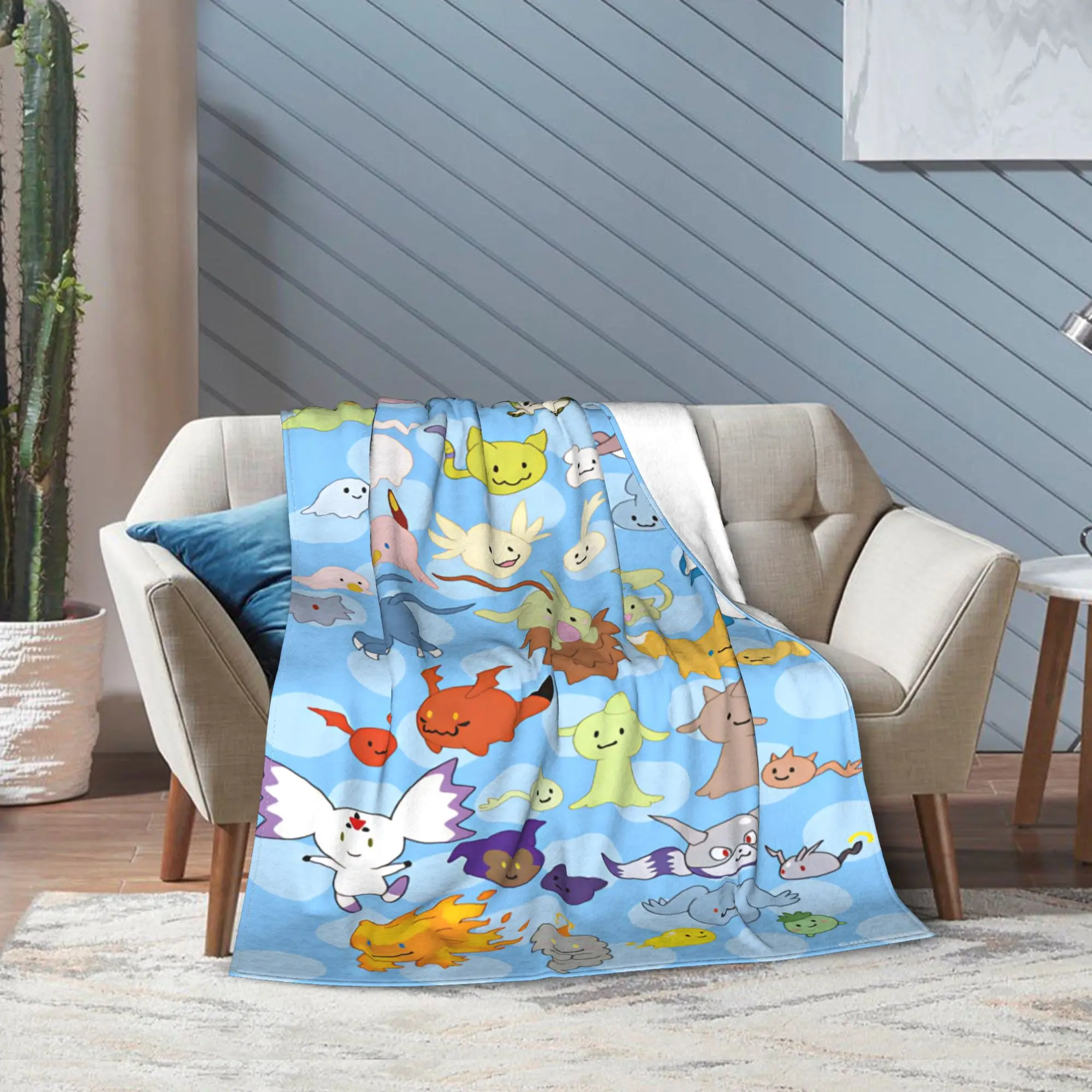 Warm Soft BlanketsStudents Camping Digimon Orange Team Art Throw Blanket  Flannel Bedspread For Couch Bed Novelty Sofa Bed Cover - view 6