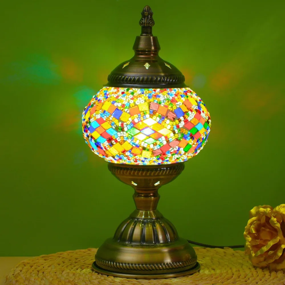 

Turkish Table Lamp, Stained Glass Mosaic Night Light, Vintage Desk Decor for Bedroom, Living Room