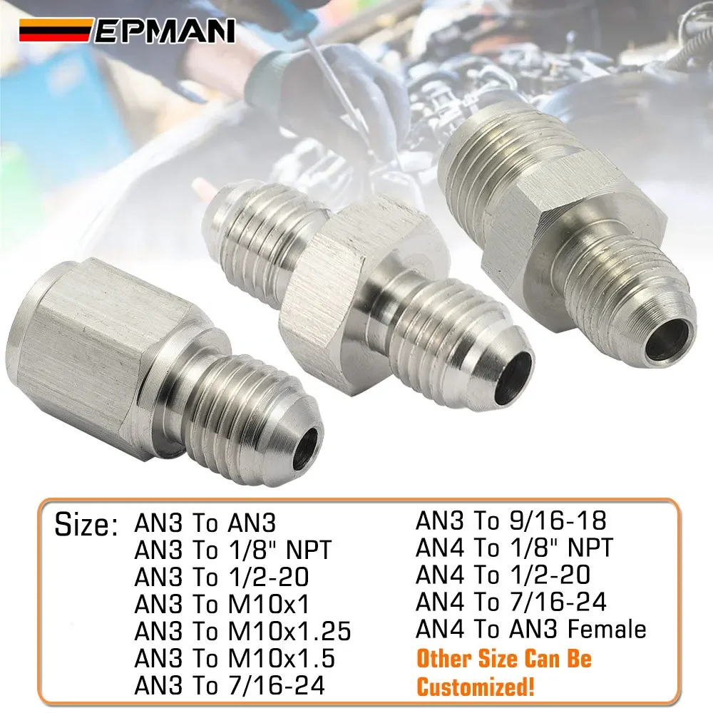 EPMAN Inverted Flare Fitting Turbo Oil Feed Adapter To Male AN3 AN4 Stainless Steel 304 EPCGQ161