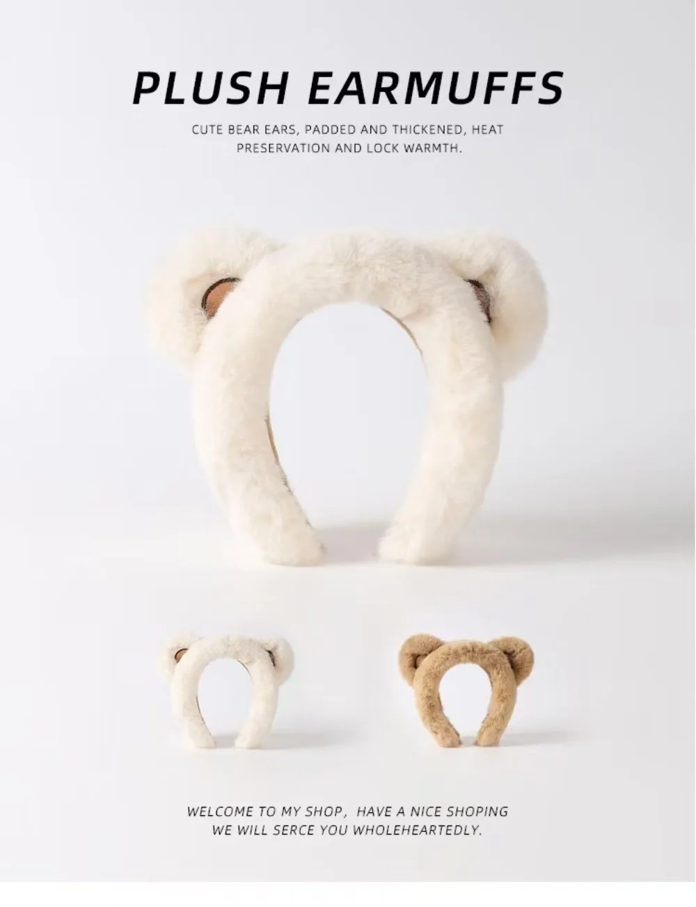 Simpatico paraorecchie a forma di orso in cartone animato per il calore, adatti per ragazzi e ragazze in inverno, copriorecchie in peluche per la protezione dell'udito