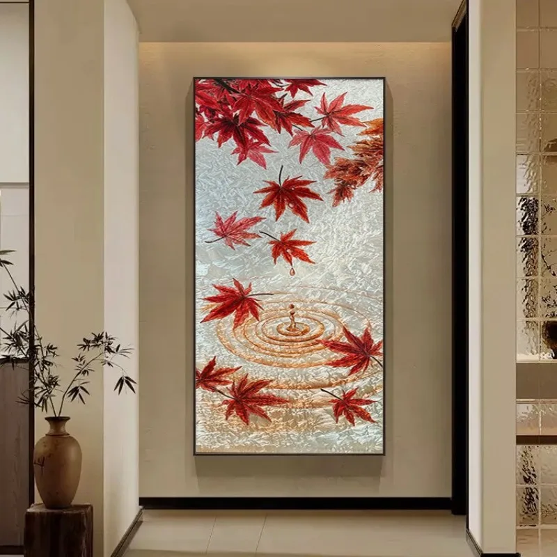 Light luxury handmade enamel art glass maple leaf screen porch modern simple partition wall