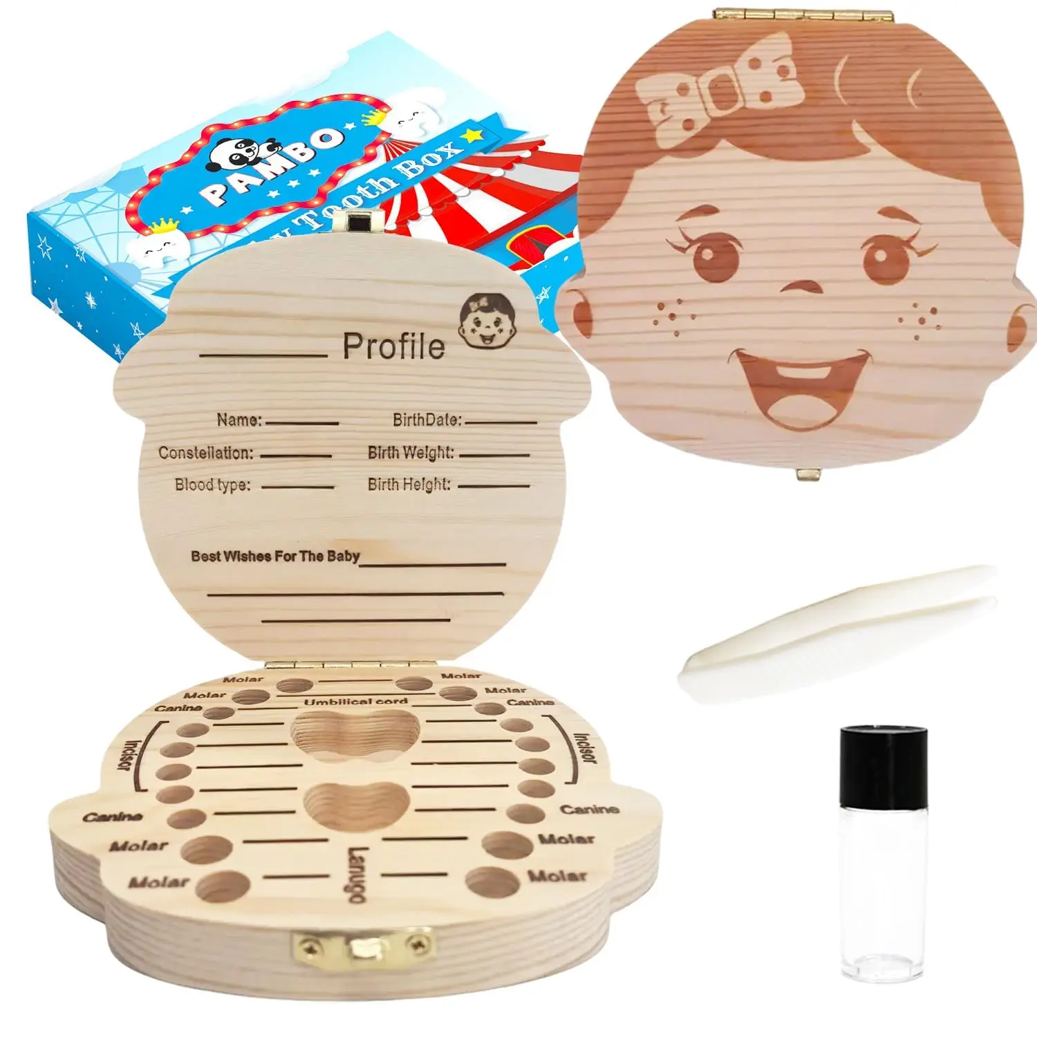 

Деревянная коробка на память для детских зубов для девочек, хранилище для первых зубов с персонализацией, идеальный подарок для новорожденного