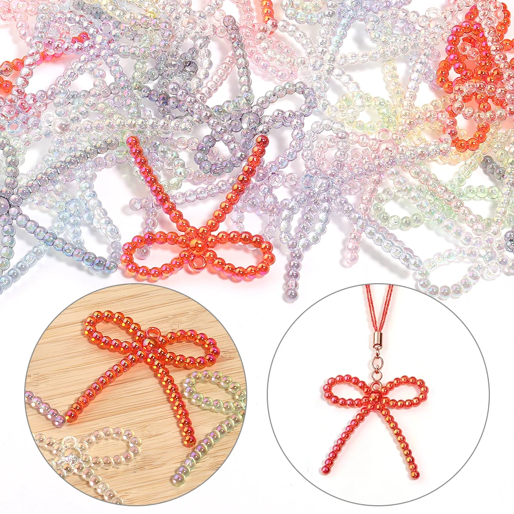 5pcs/lot Color Plating Bows Acrylic Beads Sweet Bowknot Charms For Jewelry Making DIY Necklace Bracelet Accessories