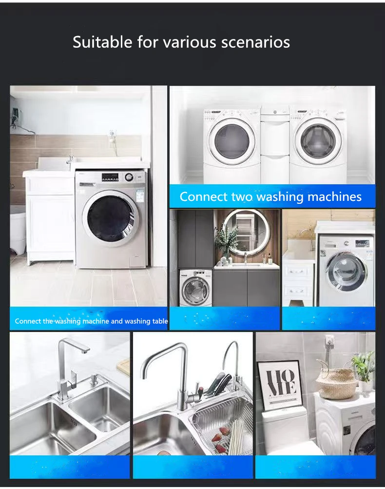 Black Bibcock Double Using Washing Machine Faucet 304 Stainless Steel Wall Bathroom Corner Garden Outdoor Tap Mop Balcony G1/2'