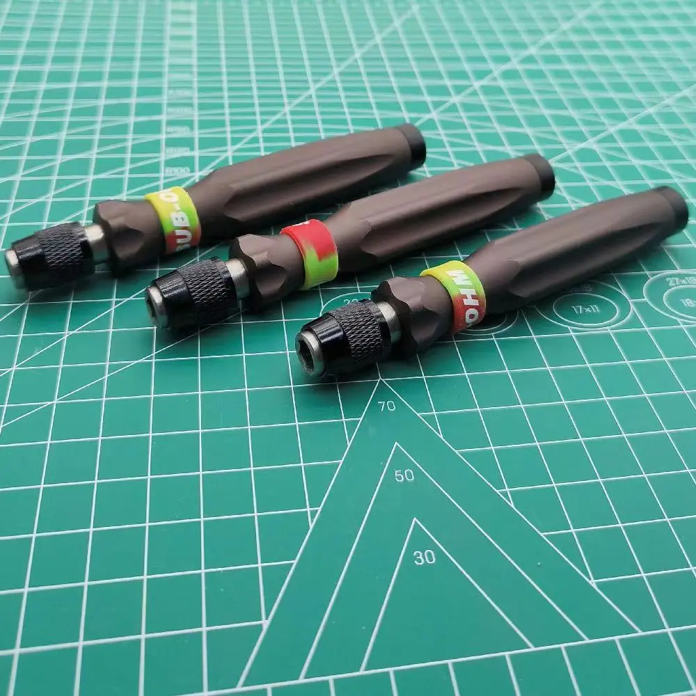 Mini chave de fenda com alça, ferramentas de manutenção multifuncionais, cabeça hexagonal, travamento automático universal, 6,35mm