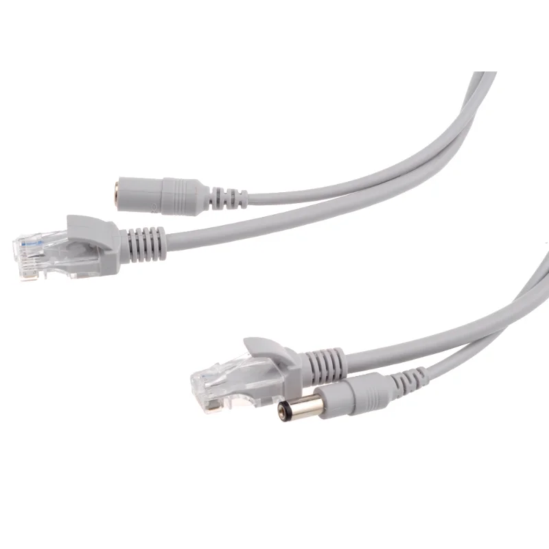 ESCAM 5 متر/10 متر/15 متر/20 متر/30 متر اختياري رمادي CAT5/CAT-5e كابل إيثرنت RJ45 + تيار مستمر الطاقة CCTV شبكة Lan كابل لنظام كاميرات IP