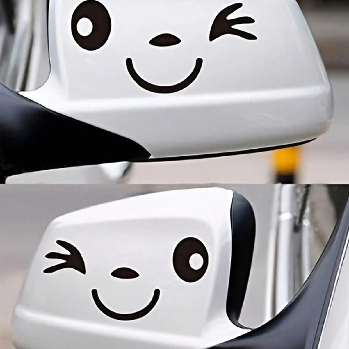 2pcs/set Cute Smile Car Sticker Rearview Mirror Sticker