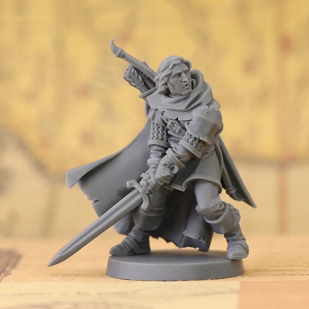 Wargame Miniature Human Fighter Unpainted Resin Figure Tabletop RPG War Gaming Model Kit