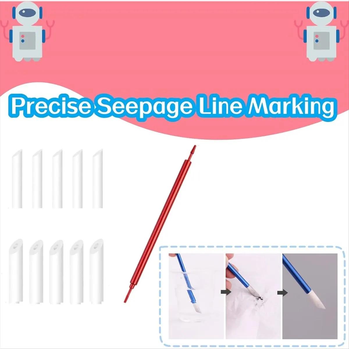 Reliable- 1Pcs Metal Model Wiping Sticks Sturdy Seepage Line Oldening Wiper Pen Wiping Stick Tool with 10 Heads for Model
