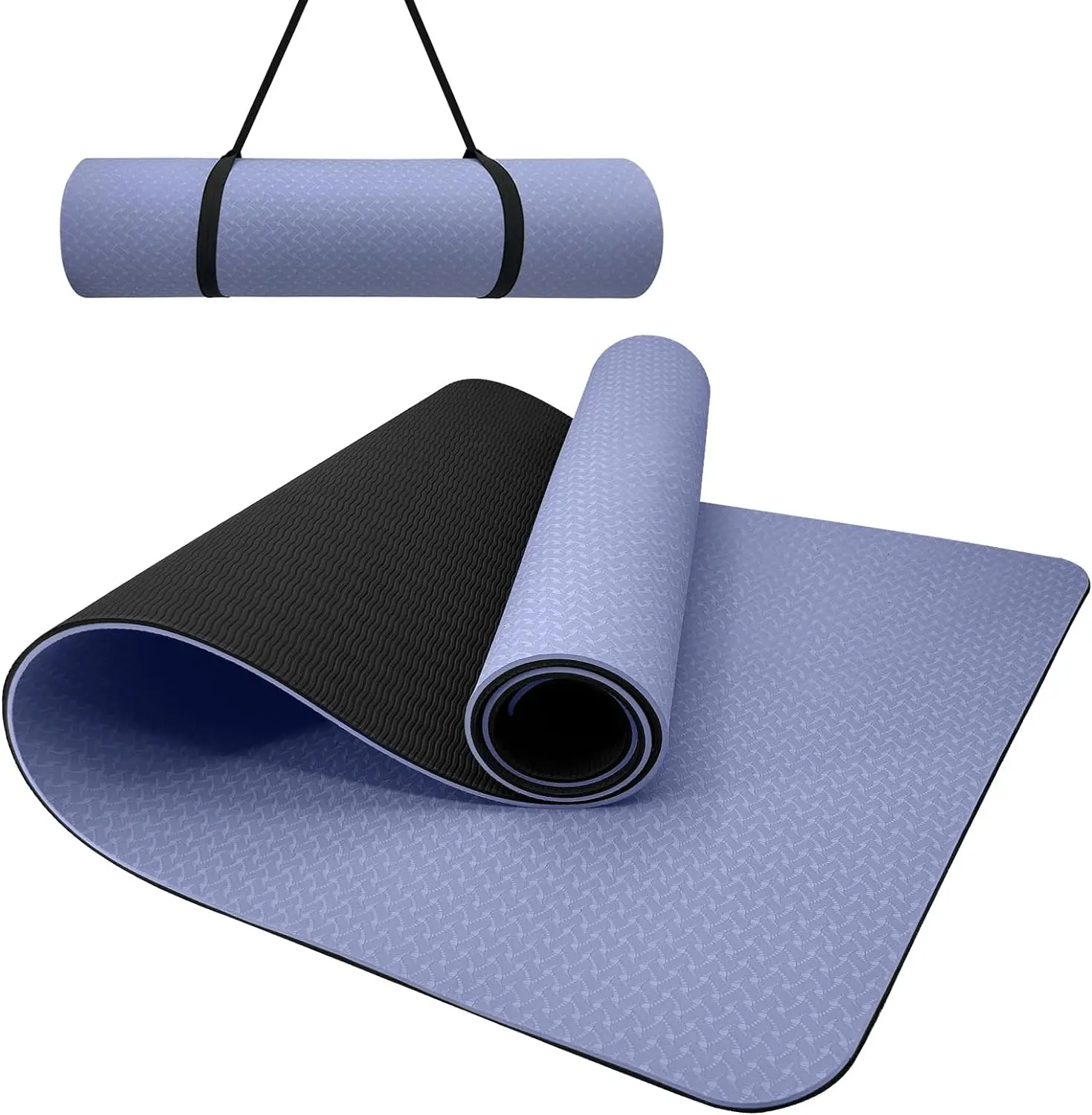 

Eco Friendly Non Slip Anti-tear TPE Fitness & Exercise Yoga Mat with Carrier Strap for Pilates and Fitness