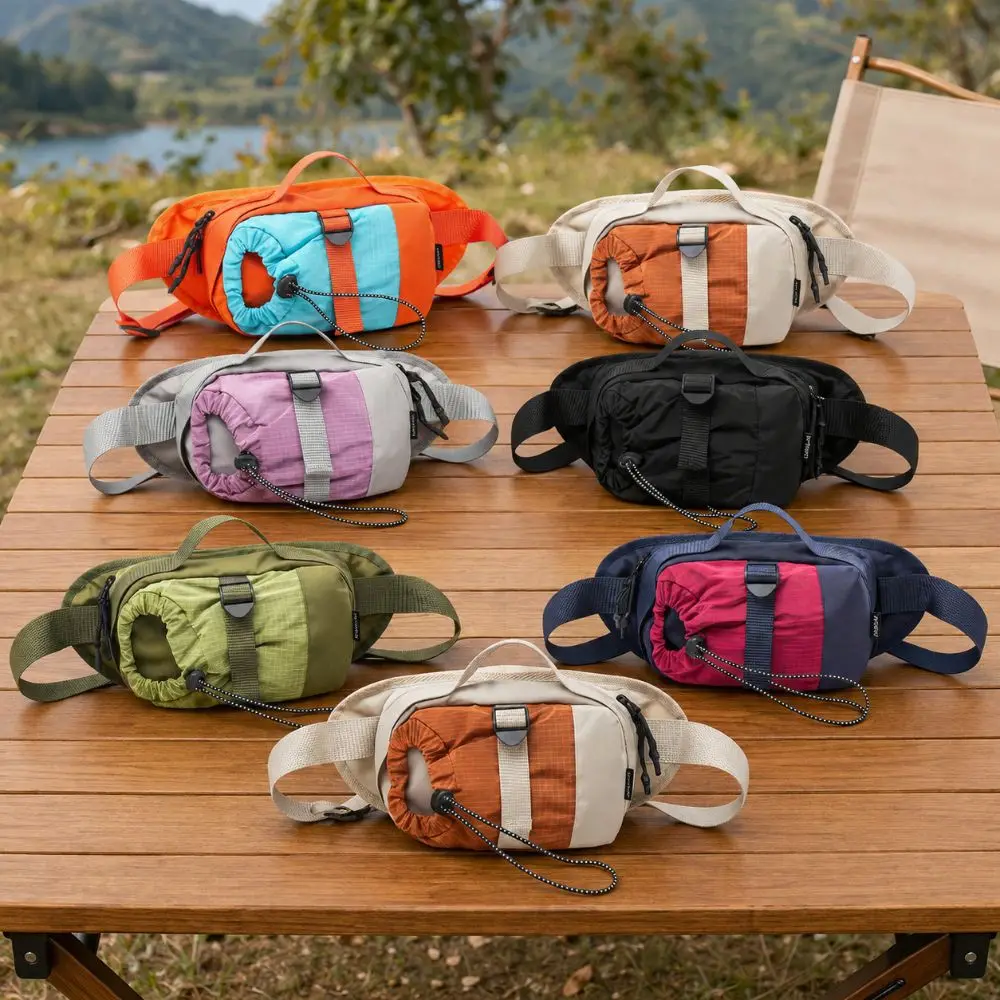Korean Outdoor Crossbody Bag Kettle Compartment Minimalist Design Unisex Waist Bag Waterproof 6 Colors Camping Shoulder Bag
