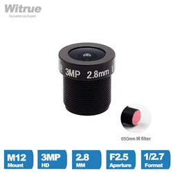 Witrue HD 3-megapikselowy obiektyw CCTV 2,8 mm M12 z mocowaniem 1/2,7 cala F2,5 115, szeroki kąt do kamer AHD Kamery bezpieczeństwa IP