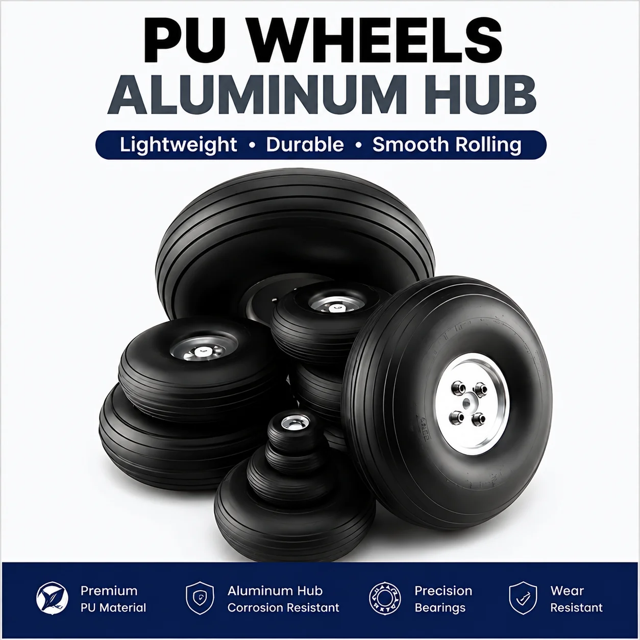 1 Pair XAERO RC Model PU Wheels With Aluminum Hub Multi-size 1 inch to 5 inch