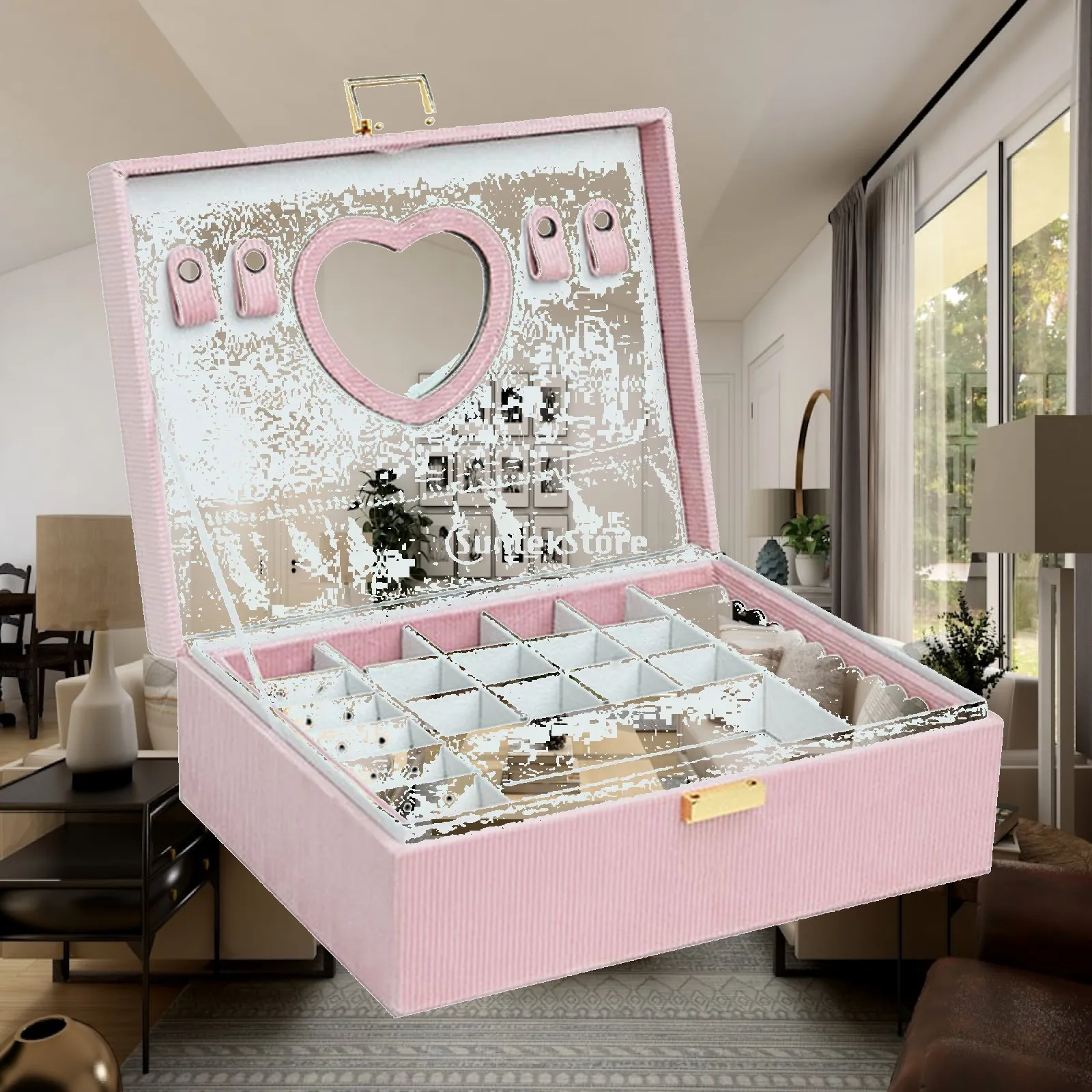 Jewelry Box Portable Necklace Organizer Removable Dividers Jewelry