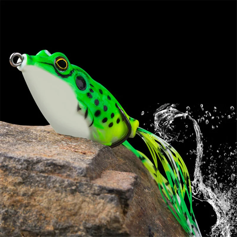 

1pcs Fishing Tube Soft Bait Frog Topwater Wobbler Lures 4/5.5/6cm Treble Hooks Ray Frog With Feather isca Artificial Bait