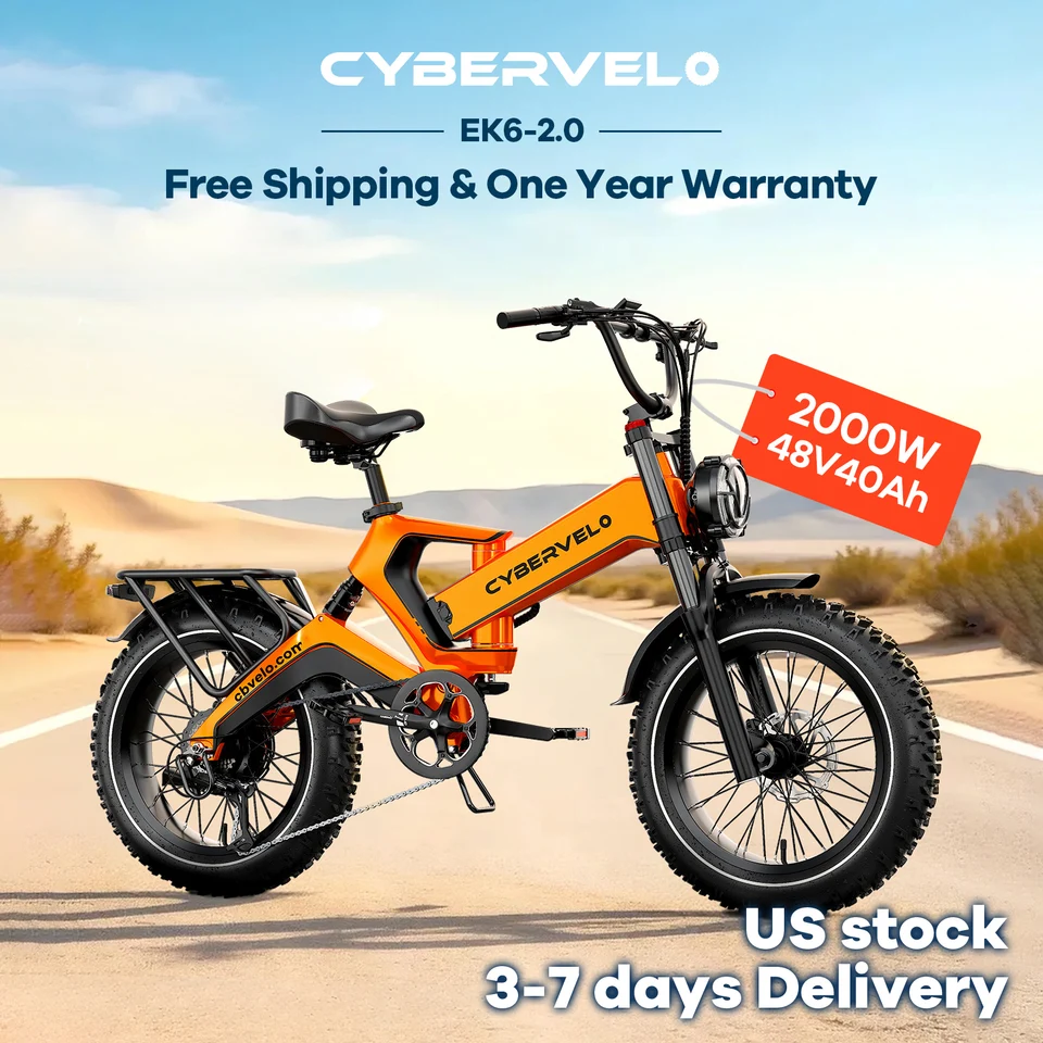 Cybervelo 20” Fat Tire 48V 40AH Waterproof Automotive Super Battery Max Speed 30+MPH Ultra Long Range 150 Miles Off Road Commuter High Speed Ebike EK6 Max image 4