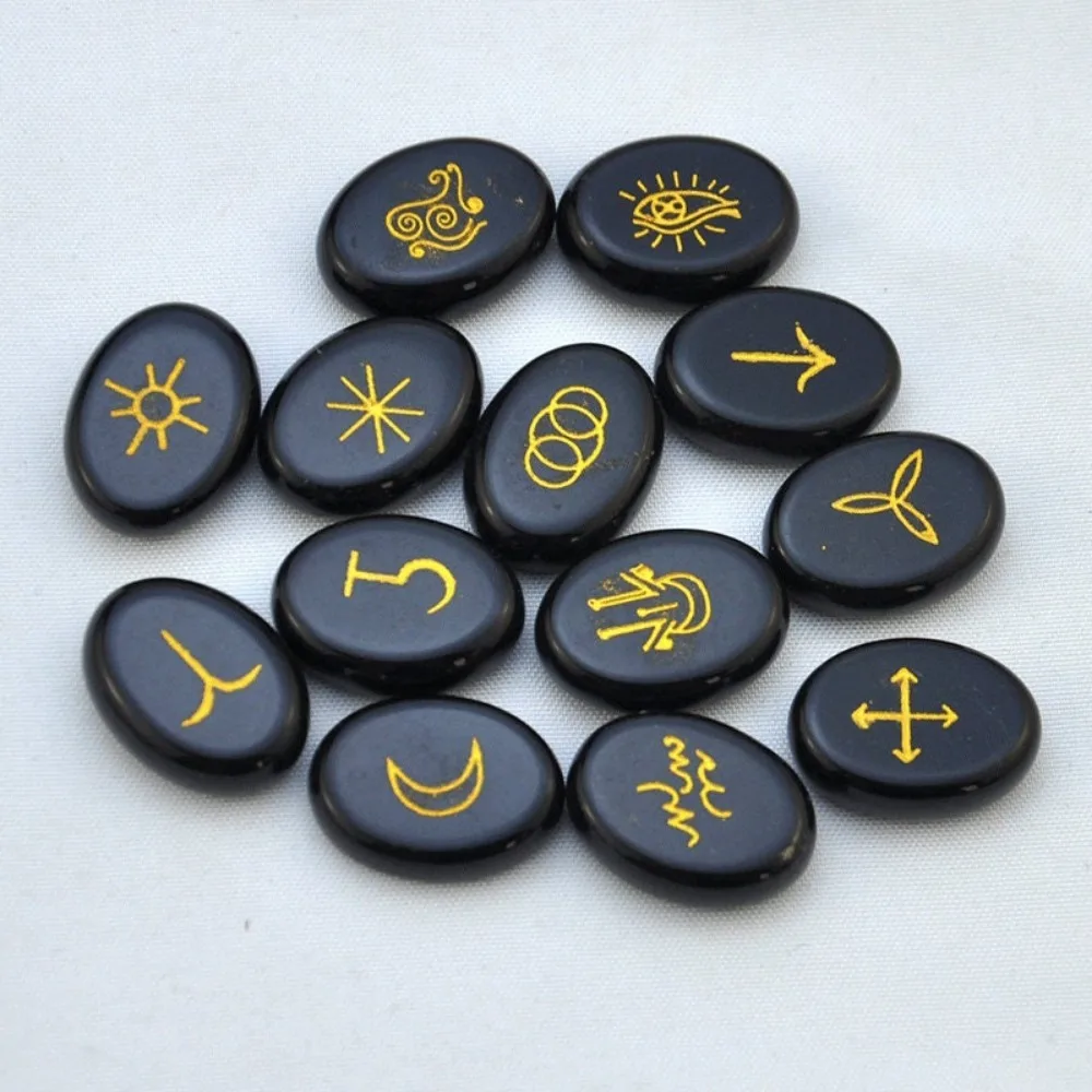 1 Pack Witches Runes Set of 13 - Magic Wicca Pagan Witchcraft - Divination Atlar Tool - Crystal Runes Witchy Gift & Home Decor