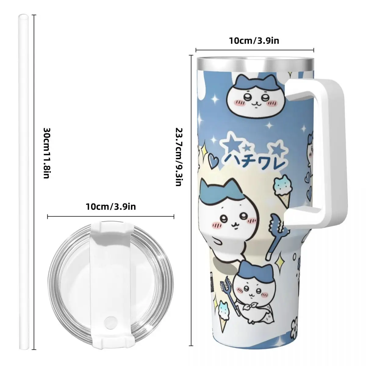 Kubek termiczny ze stali nierdzewnej Chiikawa, kubek podróżny 40oz, kubek do kawy, utrzymuje ciepło i zimno, butelka na mleko, herbatę, wodę.