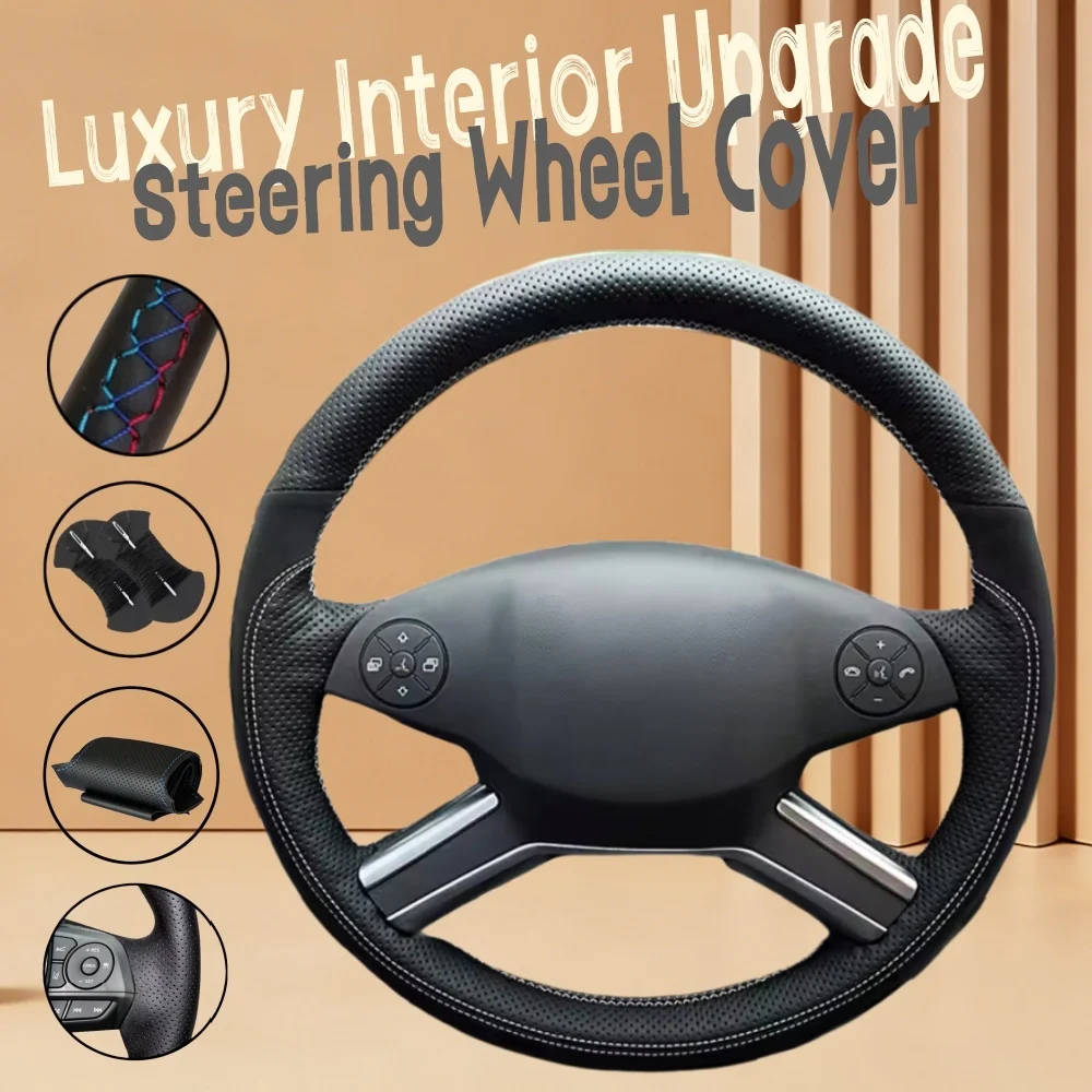 

Customiz Soft Suede Leather Car Steering Wheel Cover M Class X164 W164 R320 2009-2013 Steering Wrap Cover For Mercedes Benz GL