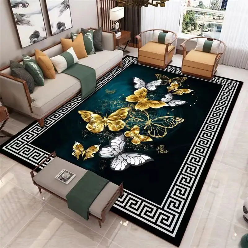 New Chinese Crystal Velvet Carpet Living room coffee table mat Simple light luxury European Chinese sand rugs bed blanket