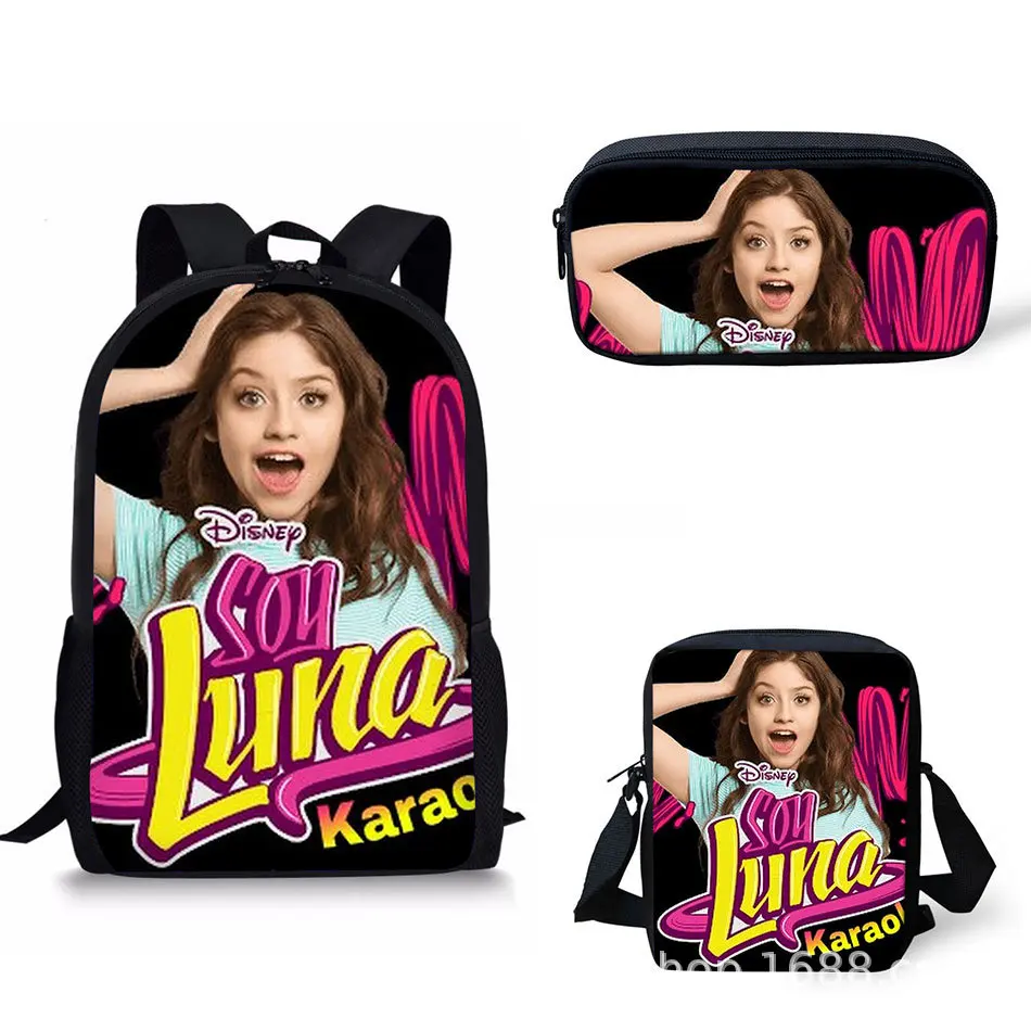 Hip Hop Popular Pretty Soy Luna 3D Print 3pcs/Set pupil School Bags Laptop Daypack Backpack Inclined shoulder bag Pencil Case