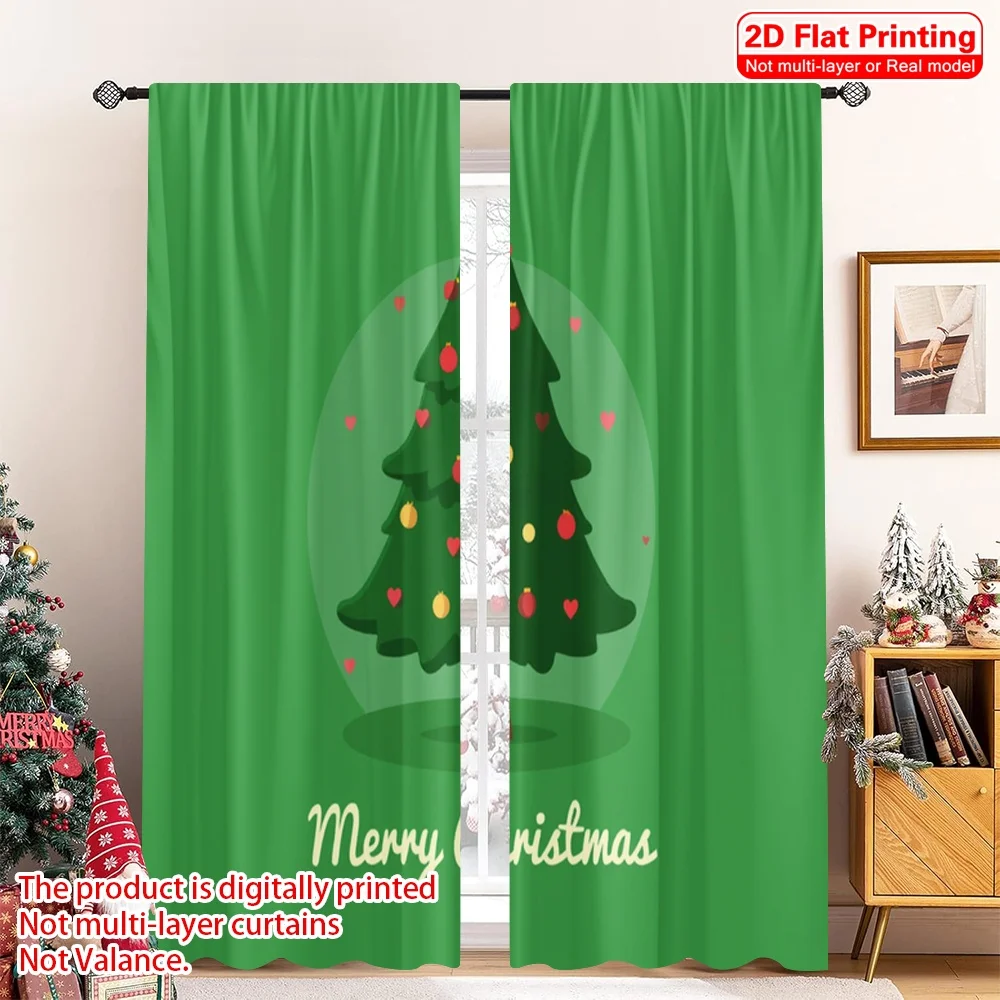 

2pcs 2D flat printing Christmas Drapes Merry Christmas Tree Ornaments_a Fabric Without Electricity Party & Holiday Decor for