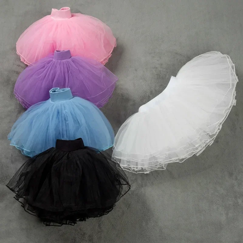 Girls Ballet Tutu Skirts Pink Kids Fluffy 4 layer Soft Yarn Tulle Skirts White Elastic Ballet Leotard Skirts