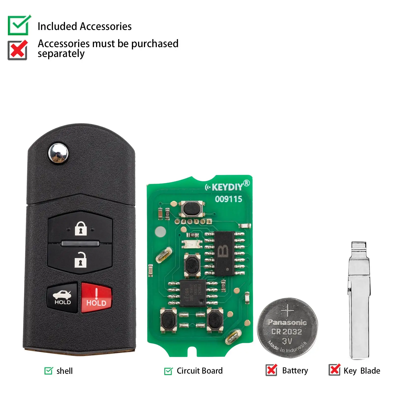 KEYDIY KD B14-4 Universal Flip Remote Key 3+1 Buttons Compatible with Mazda Type