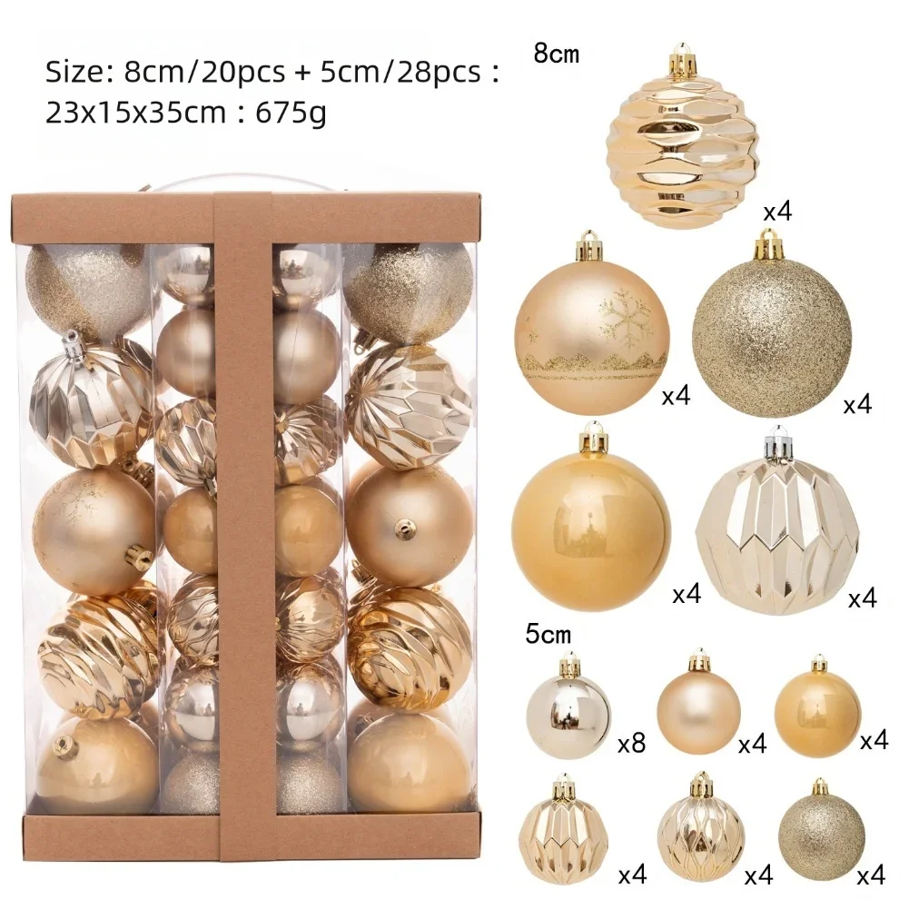 

Reusable 48pcs Electroplated Christmas Ball Set - Perfect For Holiday Decor! Home Christmas Day Party Atmosphere Decoration