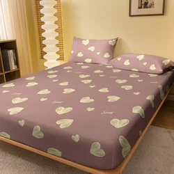 1 Simple modern Heart-Shaped Geometry printed matte Fitted Sheet, bedroom printed bed cover, bedding (excluding pillowcases)