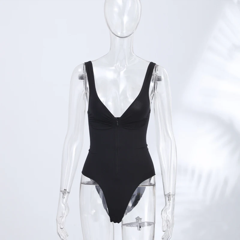 Corsé Ajustado Sexy para Mujer, Body con Cuello en V Profundo, Cremalleras, Sin Mangas, Ropa Interior Reductora, Nuevo Modelo 2026, Mono sin Espalda