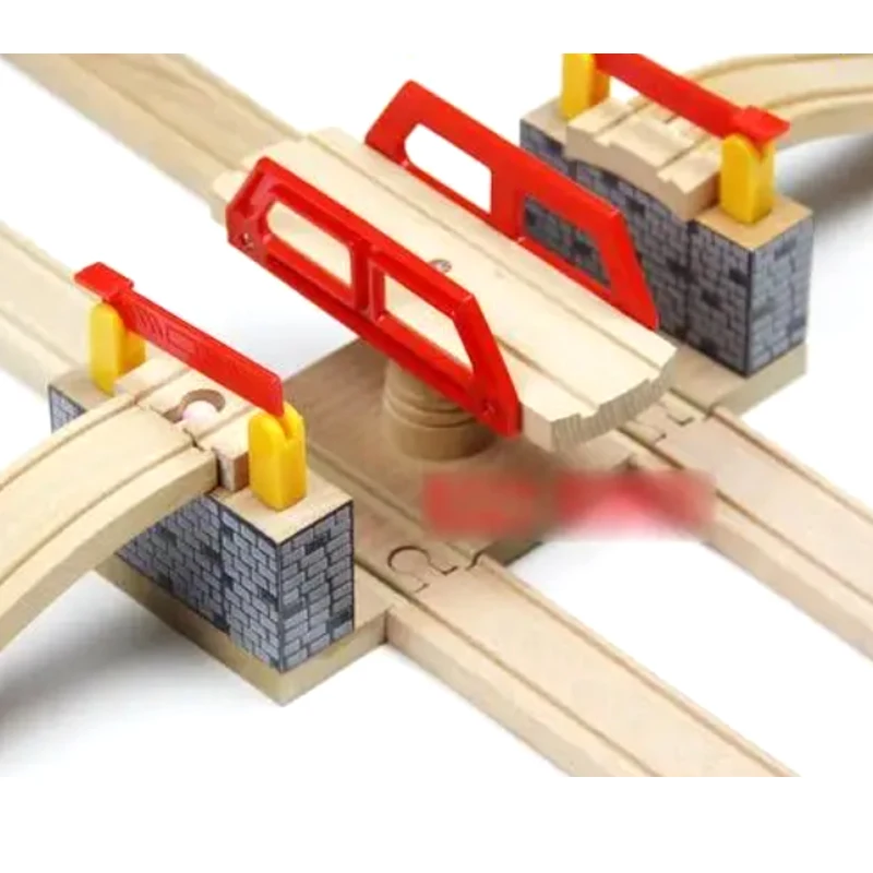 Puente de madera multifunción de lujo, riel giratorio de doble pista, coches y accesorios adecuados para coche eléctrico de madera PD78