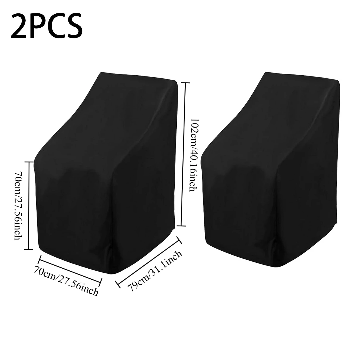 2 Piece Stackable Outdoor Chair Covers - All Weather for Metal/Plastic/Ladder Chairs, Black Patio Furniture Protection