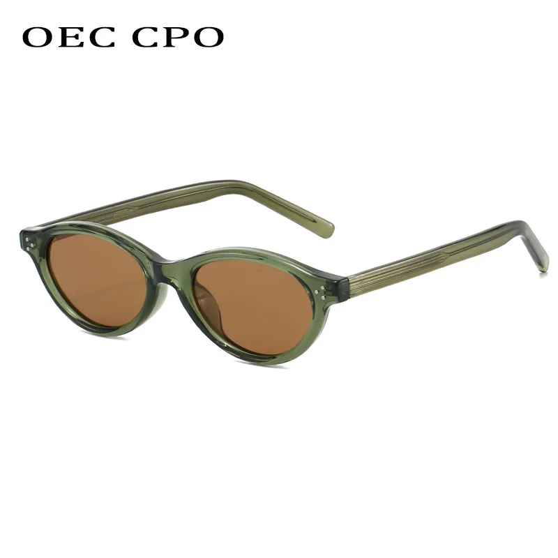 

OEC CPO Punk Polarized Oval Sunglasses Women Fashion Green Brown Rivets Shades UV400 Sun Glasses Female Eyewear Men Outdoor