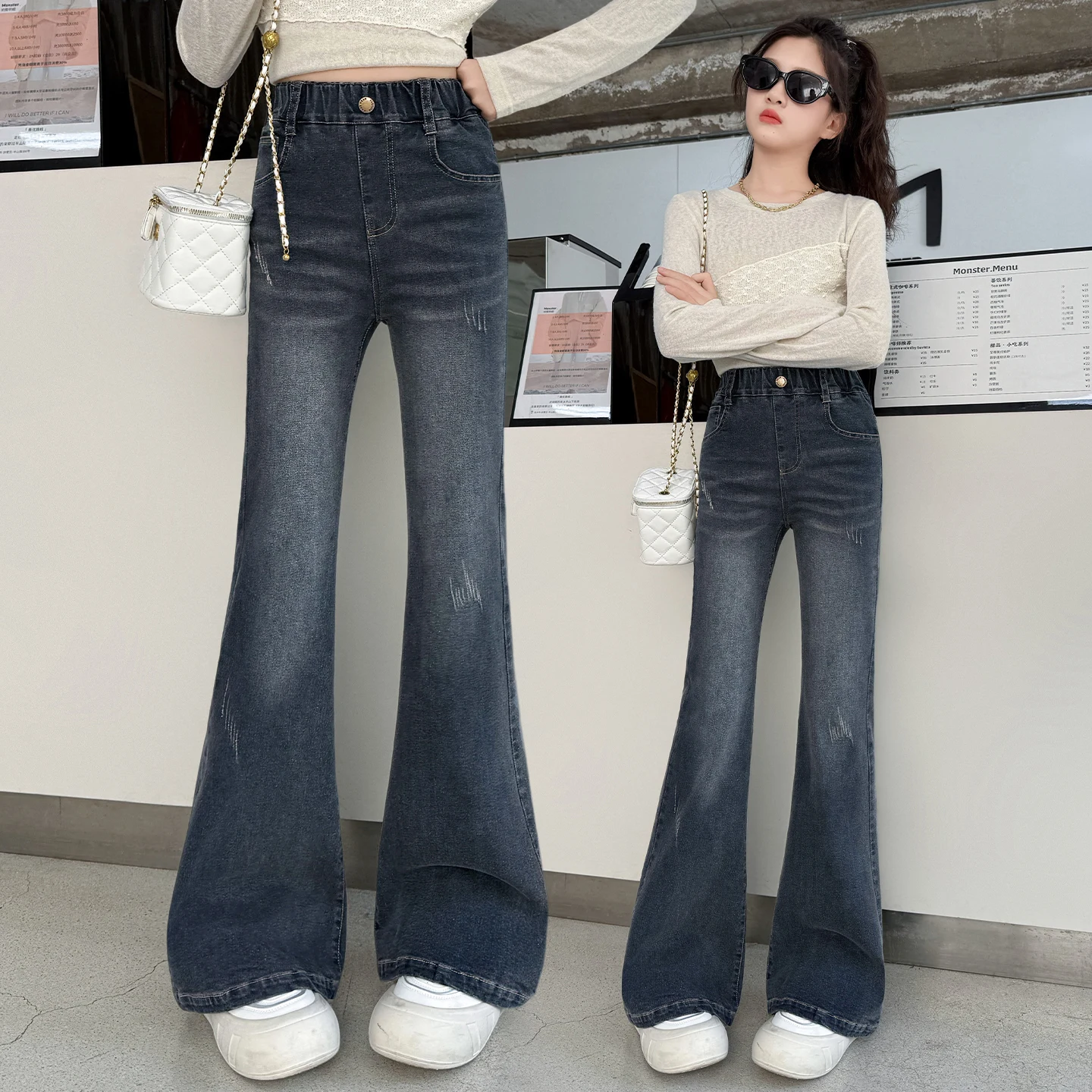 

2025 New Spring and Autumn Embroidered Denim Flared Pants Fashion Trend High Quality Hip Hop
