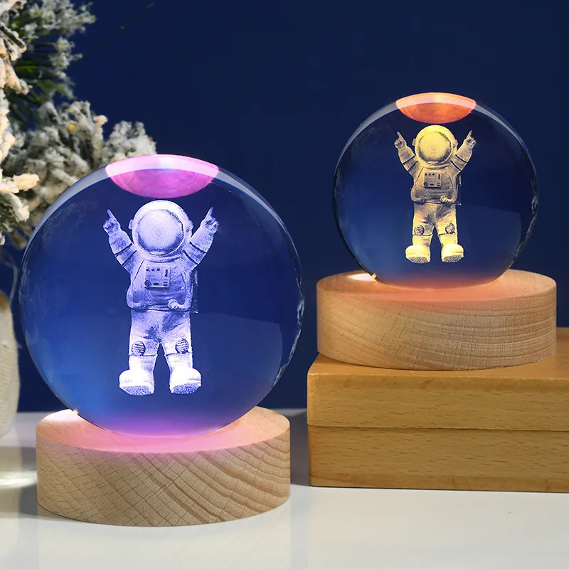 Creative 6cm 8cm Solar System Planet Crystal Ball Night Light 3D Laser Engraved Galaxy Moon LED Light Home Decorations Kids Gift