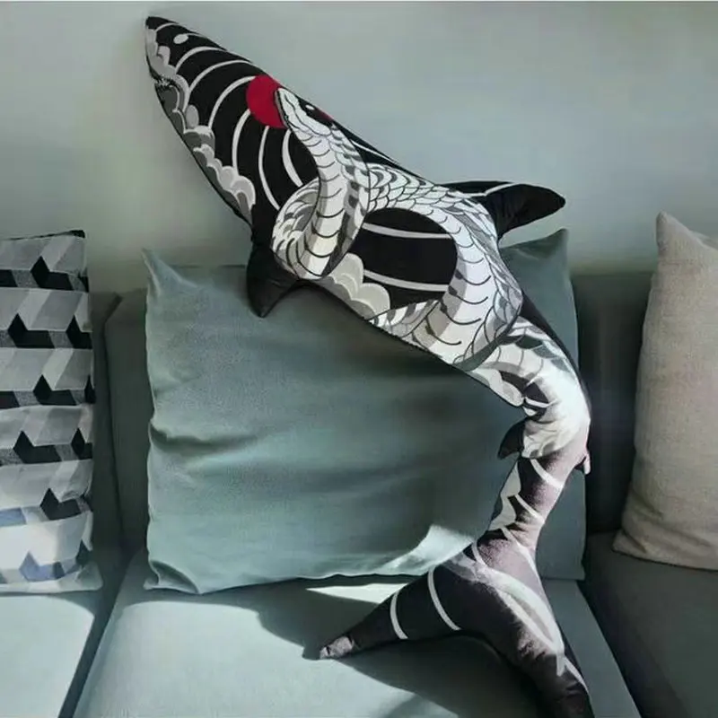 148cm Horrible Python Shark Plush Toy Stuffed Fish Sea Anime Doll Long Pillow Halloween Xmas Gifts