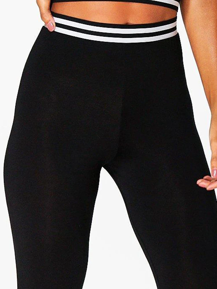 Calças esportivas scrunch fitness yoga calças preto branco listra mulheres leggings bunda jegging ginásio treino leggins