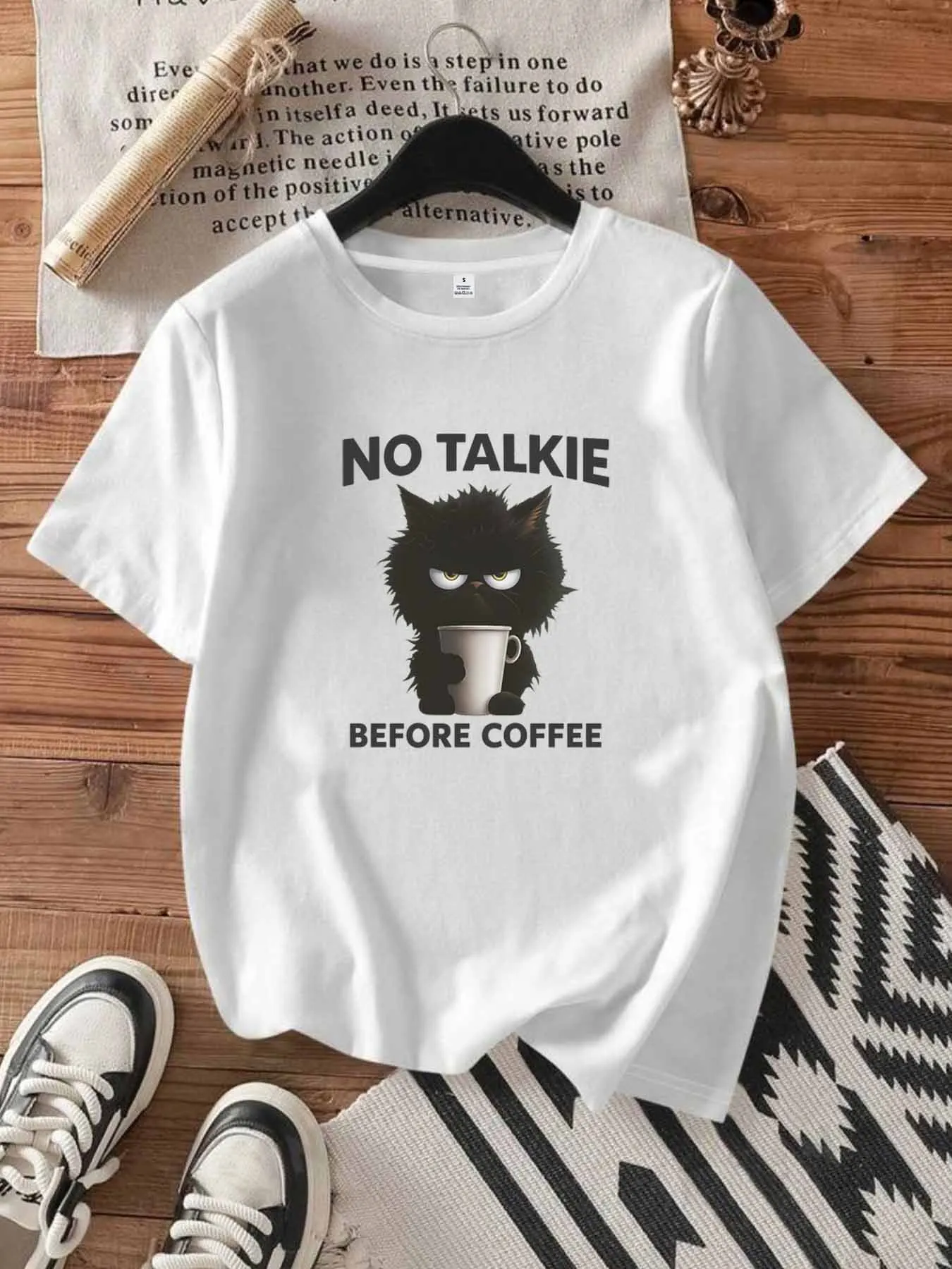 

【105363】Cartoon pattern Crew Neck Women's T-Shirt Short Sleeve Fashion Printed Half Sleeve Top Stretch T-Shirt
