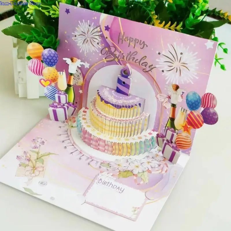 

D0ua Light and Sound Birthday Card 3D День рождения торт поздравитель