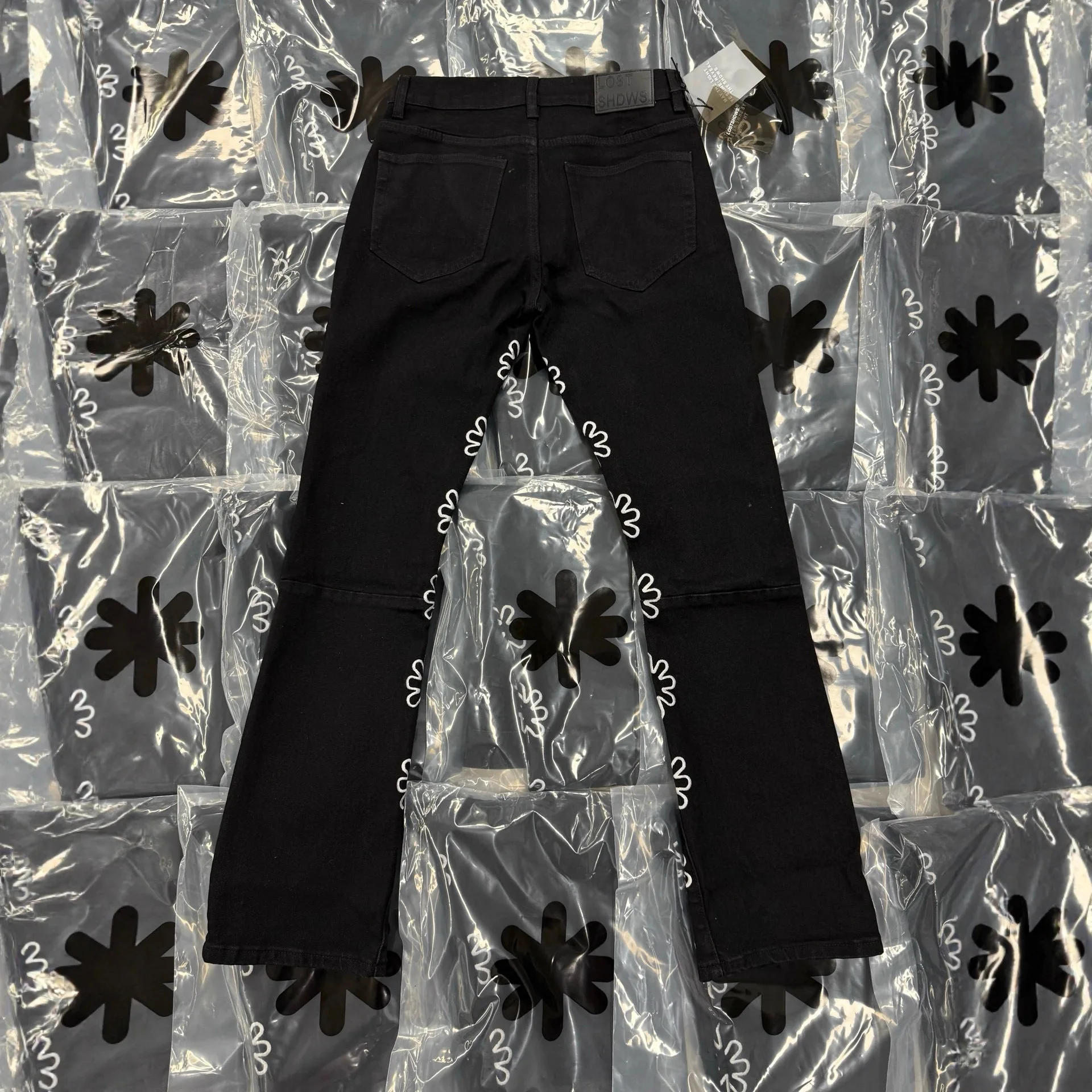 LOSTSHDWS JEANS Sunflower Heavy-Duty Openwork Embroidery American High-Street Patchwork Slightly Flared Jeans