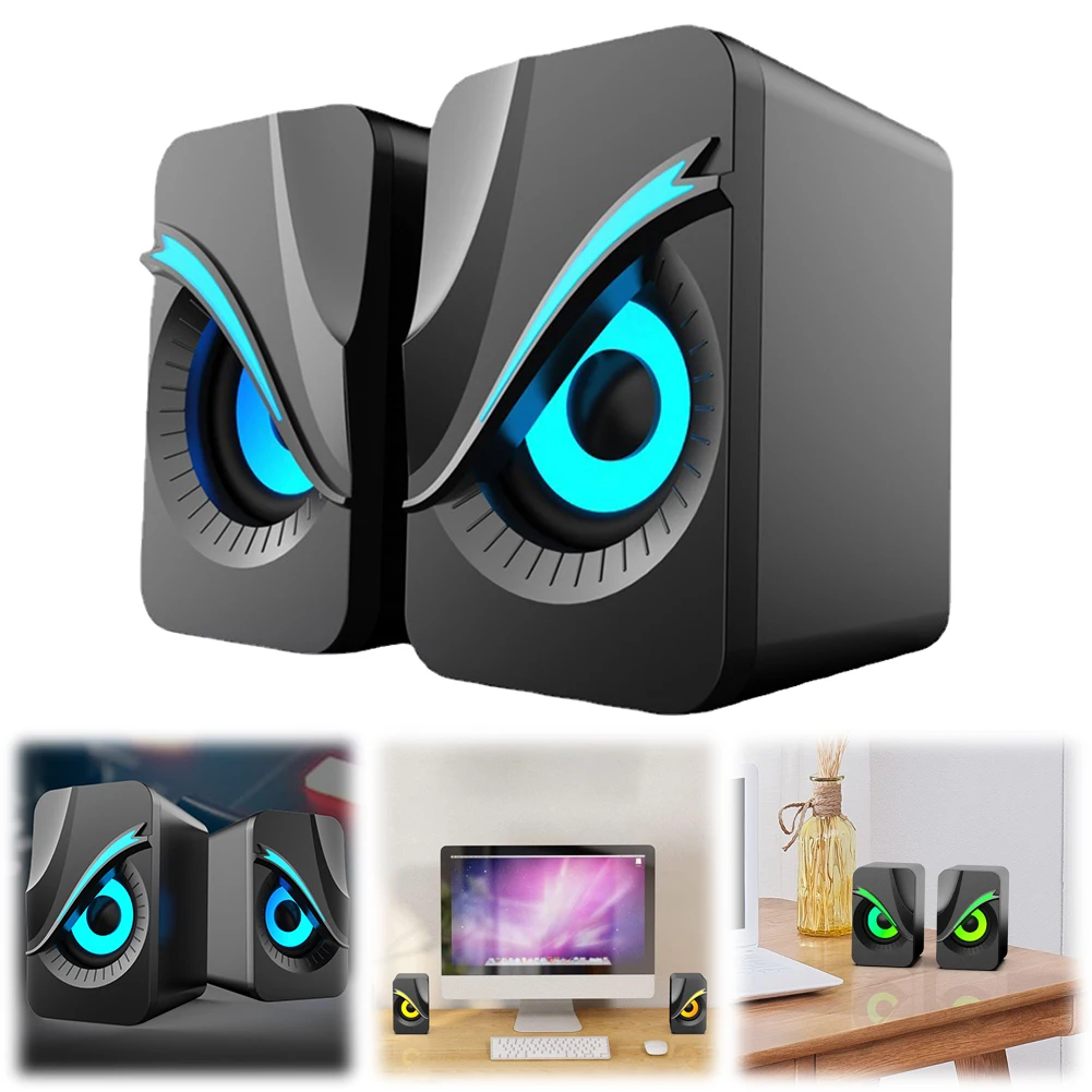 مكبر صوت سلكي USB مع أضواء RGB مكبر صوت صغير محمول للتحكم في مستوى الصوت صندوق صوت للكمبيوتر الشخصي والكمبيوتر المحمول