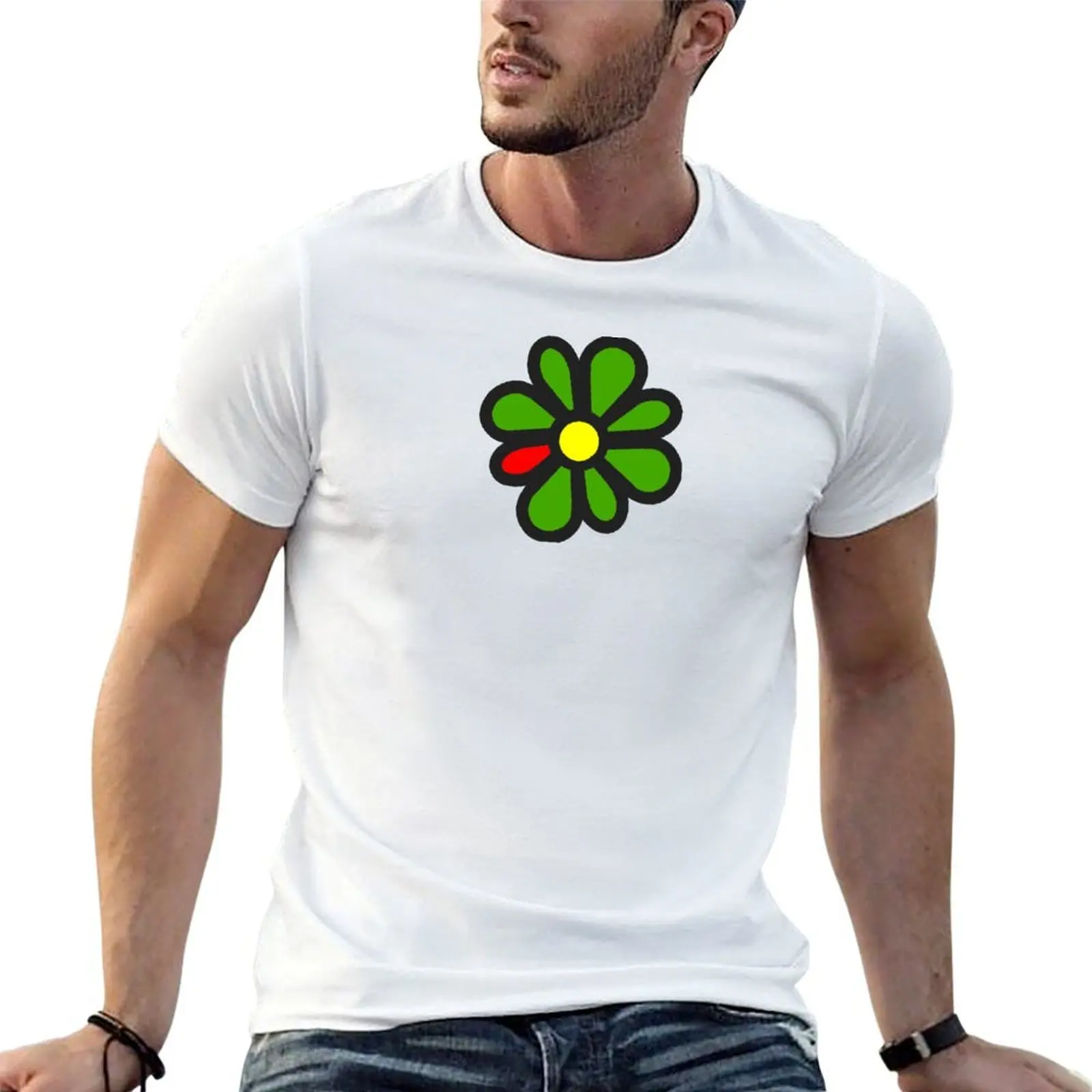 Футболка с классическим логотипом ICQ, модная повседневная футболка с коротким рукавом