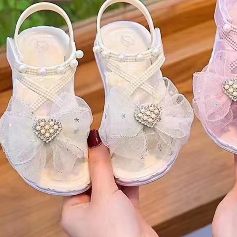 Girls' Sandals 2025 Summer New Sparkling Water Diamond Western Style Small, Medium, Large Children's Little Girls' Princess Shoe
