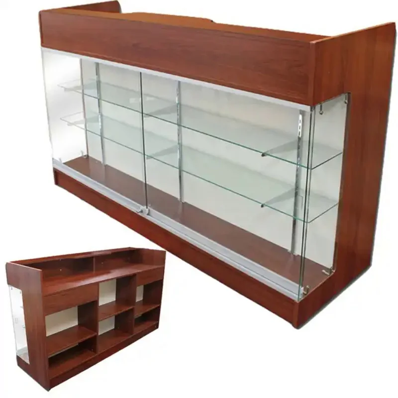 custom.6ft Cash Register Checkout shopCounter With display Showcase Ledgetop Showcase glass cabinet for  Reception Desk