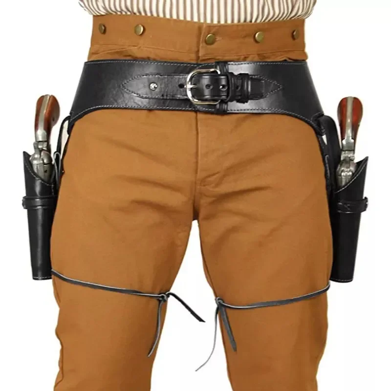 

Captain Waistband Renaissance Cowboy Double Belt Revolver Holster Medieval Pirate Flintlock Corsair Halloween Costumes for Men