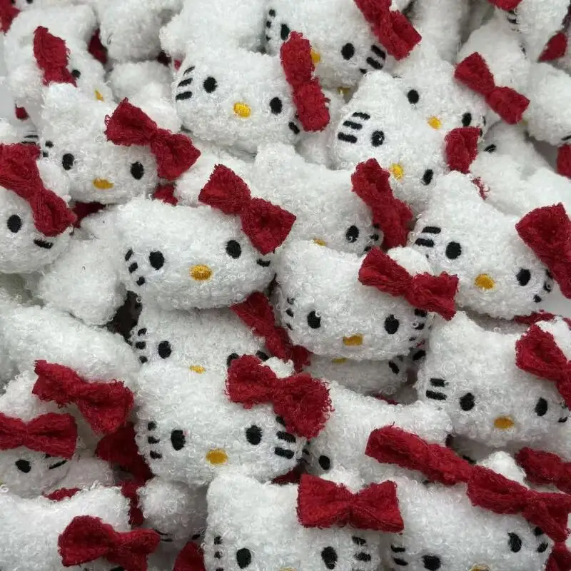Hello Kitty Bow Plush Accessories Hat Clothing Hairpin Clothing Brooch Pendant Accessories Cartoon Anime Peripheral Gifts