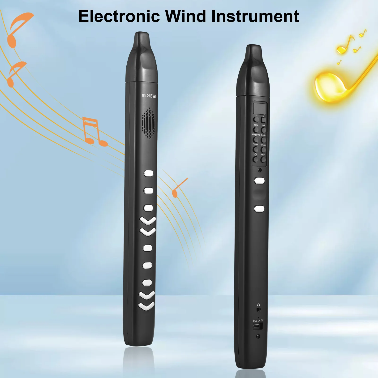 Digital Electronic Wind Instrument Portable Synthesizer Supports 10 Tones Adjustable Blowing Sensitivity Built-in Speaker