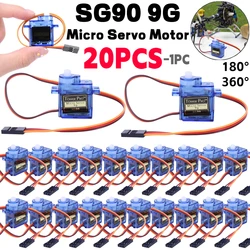 20PCS SG90 9G  Micro Digital Servo Motor 180/360Degree Fixed-Wing Micro Gear Servo Motor for Rc Helicopter Toy Airplane Aircraft