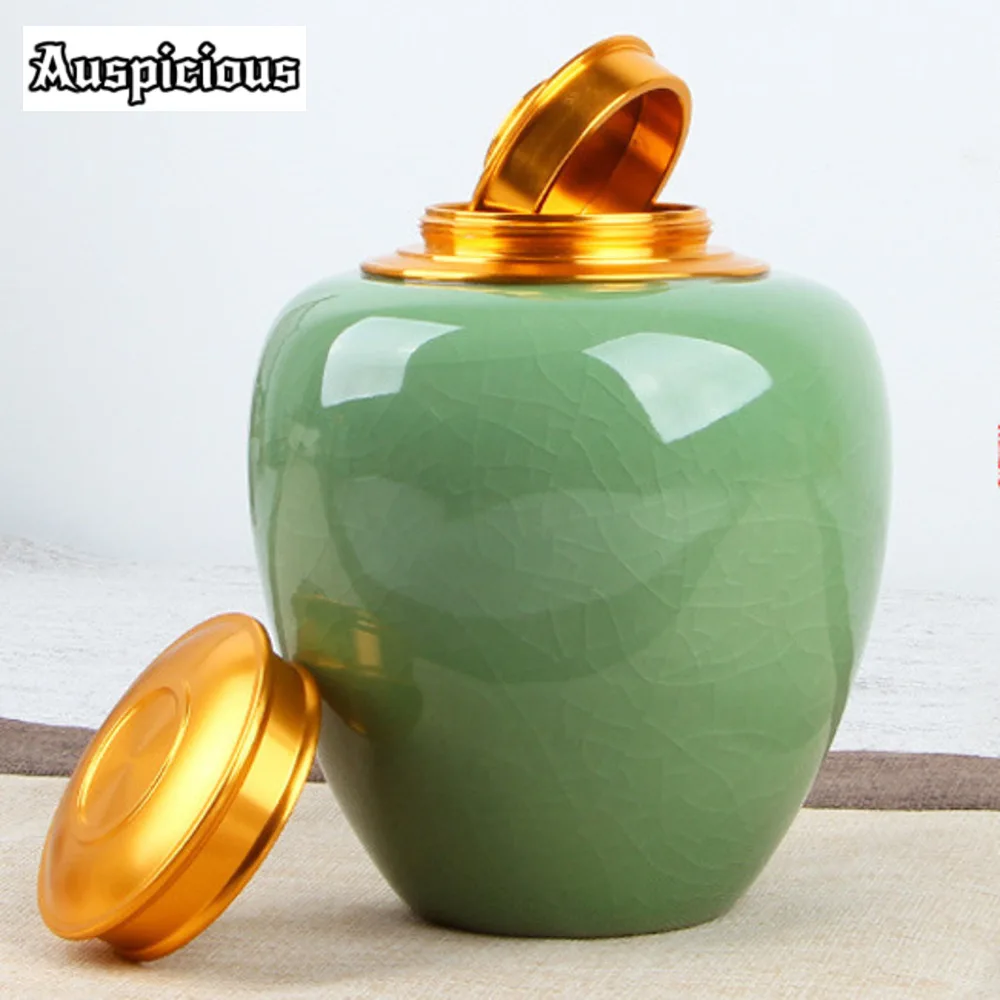 100ml Creative Longquan Celadon Tea Box Organizer Large Metal Cap Moisture-proof Storage Tank Containers Tea Caddy Tea Items